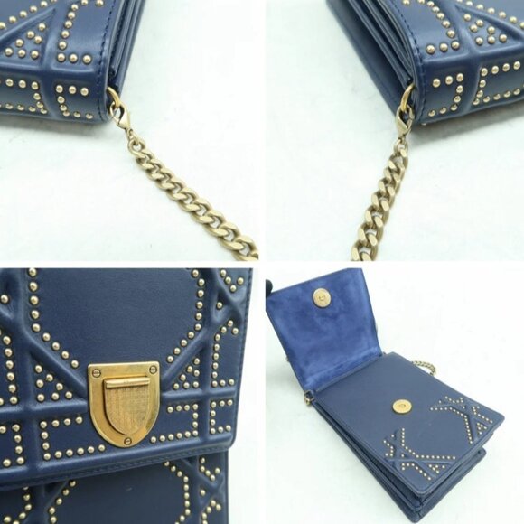 100% Authentic Dior Diorama Navy Leather Shoulder Bag - Picture 7 of 12